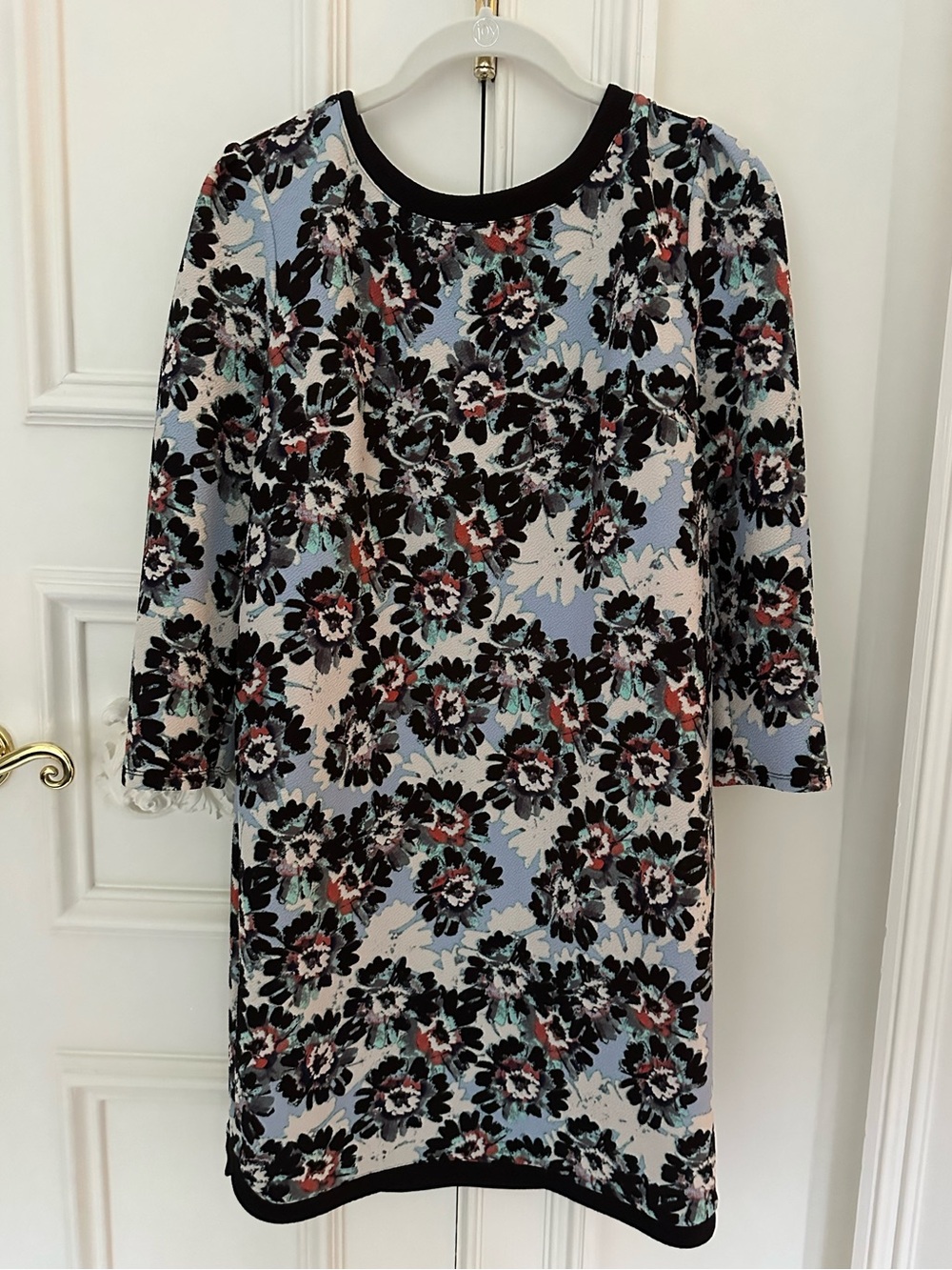Floral Pattern Blue & Black Women's Dress